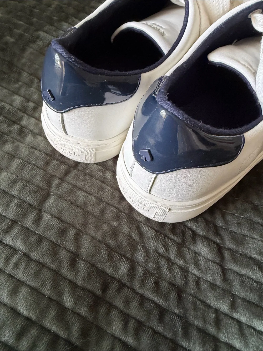 Kate Spade-White Casual Lace-Up Sneakers with Navy Heel Accent-Designer-Classic